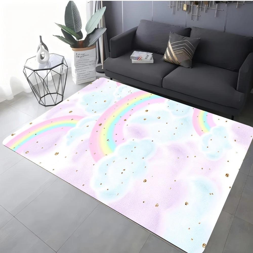 Modern Star Heart Print Rug For Living Room Sofa Bedroom Floor Non-Slip Cozy Home Decor Gift