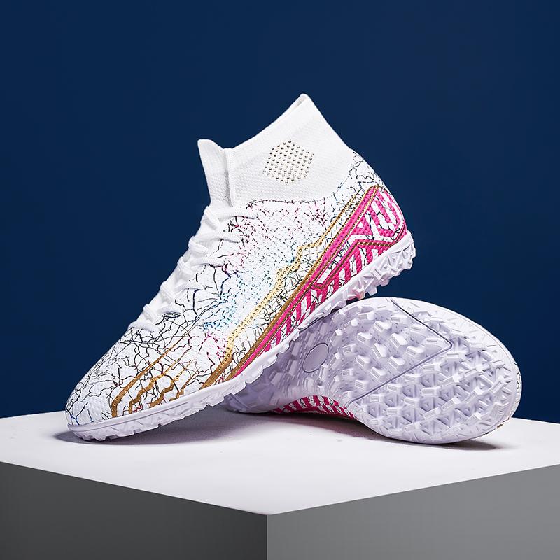 Молодежные и взрослые новые качественные амортизирующие противоскользящие и износостойкие высокие кеды с короткими шипами для уличного футбола и спортивной обуви