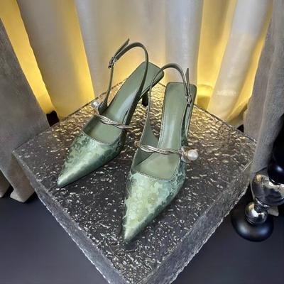 Новые летние модные туфли с острым носком и жемчугом, женские пикантные женские сандалии, туфли-лодочки на высоком каблуке, женские модельные туфли для банкета