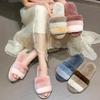 Women's Korean Style Plush Cotton Slippers - Fashionable, Non-slip, Soft Thick Sole for Autumn/Winter