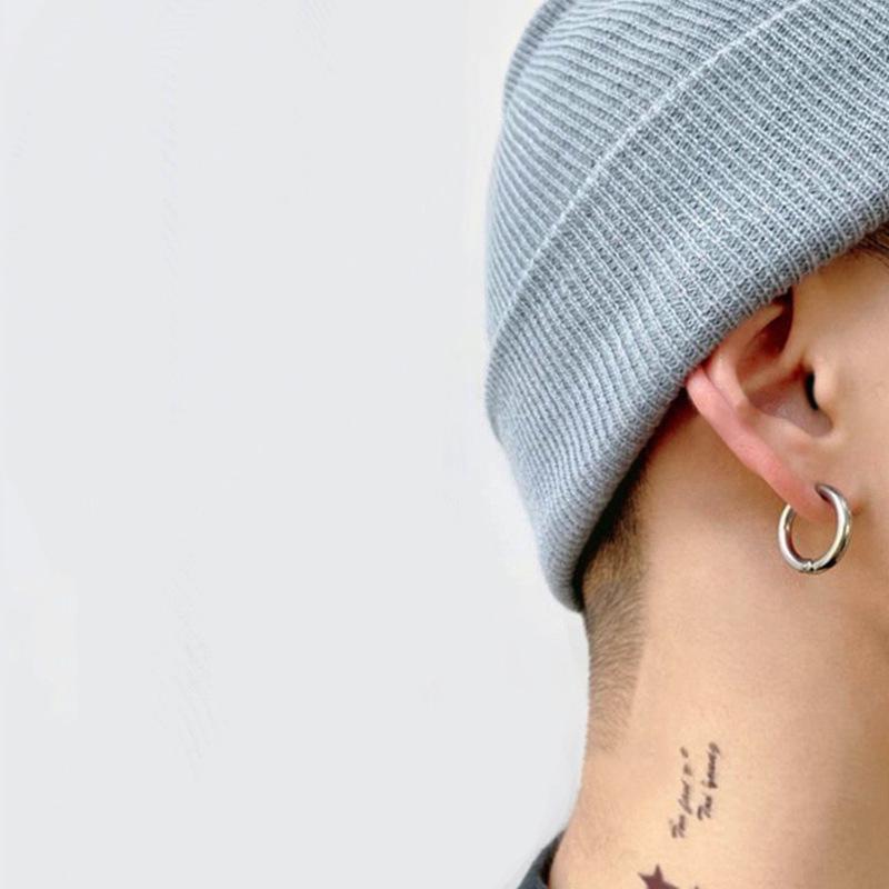 Унисекс Корейские Хип-Хоп Минималистичные Серьги-Кольца и Каффы из Титановой Стали
