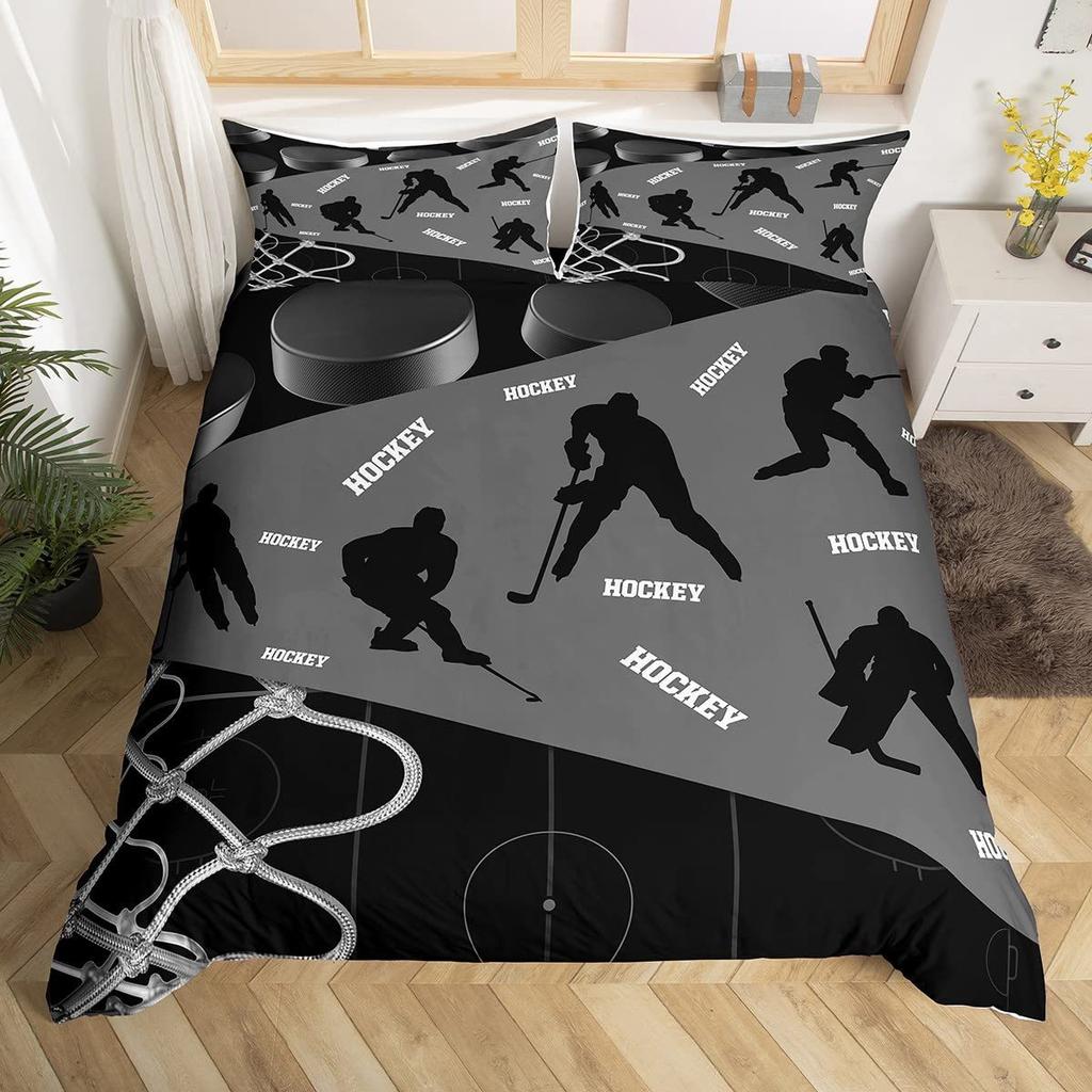 Ice Hockey 3D Digital Printing Quilt Cover Home Textile Three-Piece Three-Piece Set