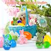 12 шт. наполненных пасхальных яиц, корзинок, наполнителей с куклами-кроликами, для мальчиков и девочек, пасхальные подарки, вечеринка, кукол-наполнителей