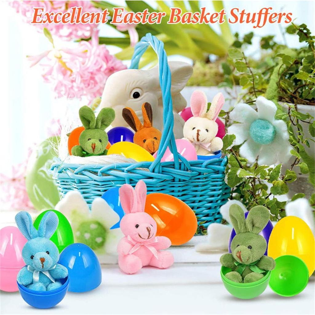 12 шт. наполненных пасхальных яиц, корзинок, наполнителей с куклами-кроликами, для мальчиков и девочек, пасхальные подарки, вечеринка, кукол-наполнителей