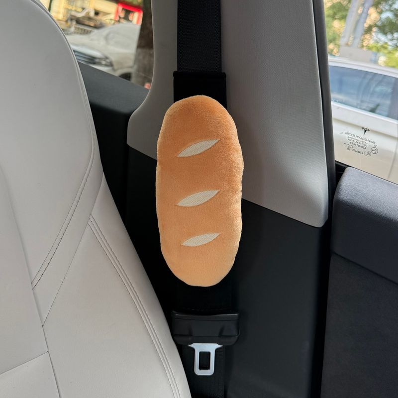 Original Cute Baguette Plush Car Seatbelt Shoulder Protector Anti-Wear Anti-Slip Decorative Accessory