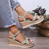 Summer New Wedge Heel Sandals Women's Thick-soled Heightened One-word Buckle with Muffin Sole High-heeled Sandals