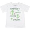 Детская футболка Minecraft Девочки Строят Создают Исследуют Стив и Крипер