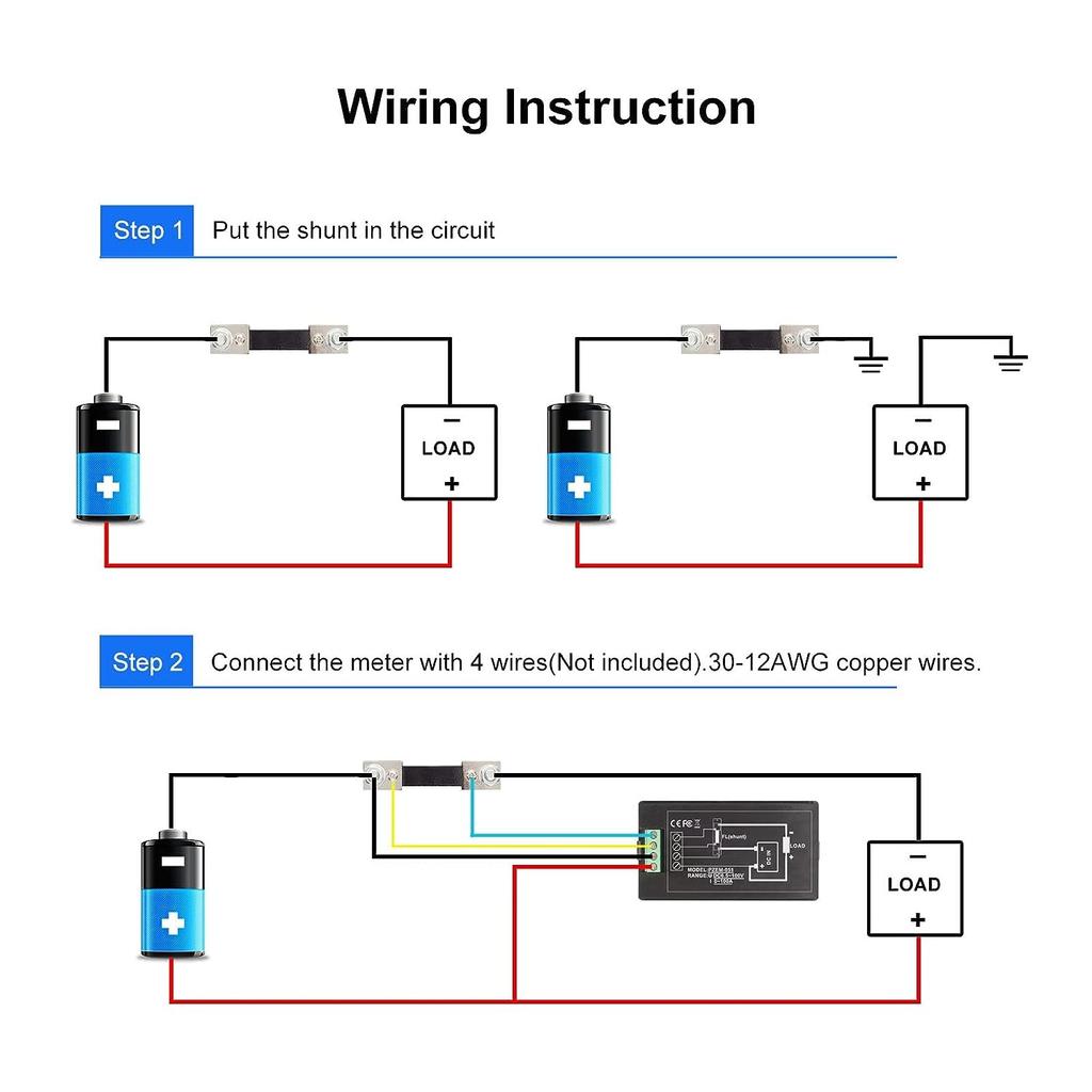 Цифровой амперметр вольтметр постоянного тока 6,5 В-100 В 100 А 50 А 20 А мультиметр измеритель мощности ЖК-дисплей вольт ватт измеритель мощности энергии с шунтом 100 А/75 мВ