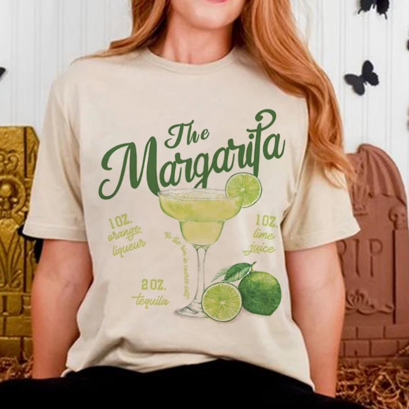 Retro Margarita Cocktail Lover T Shirt Women Short Sleeve Cotton Vintage Drinking Party TShirts Bartender Shirt Unisex Clothing