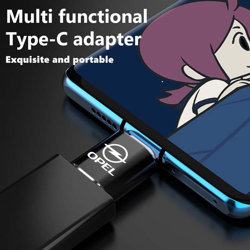AAAYS1 Car Type-C To USB-A Interface Mini Converter Charging Adapter For Opel Astra G H J K F Corsa D Zafira B Insignia Mokka Regal
