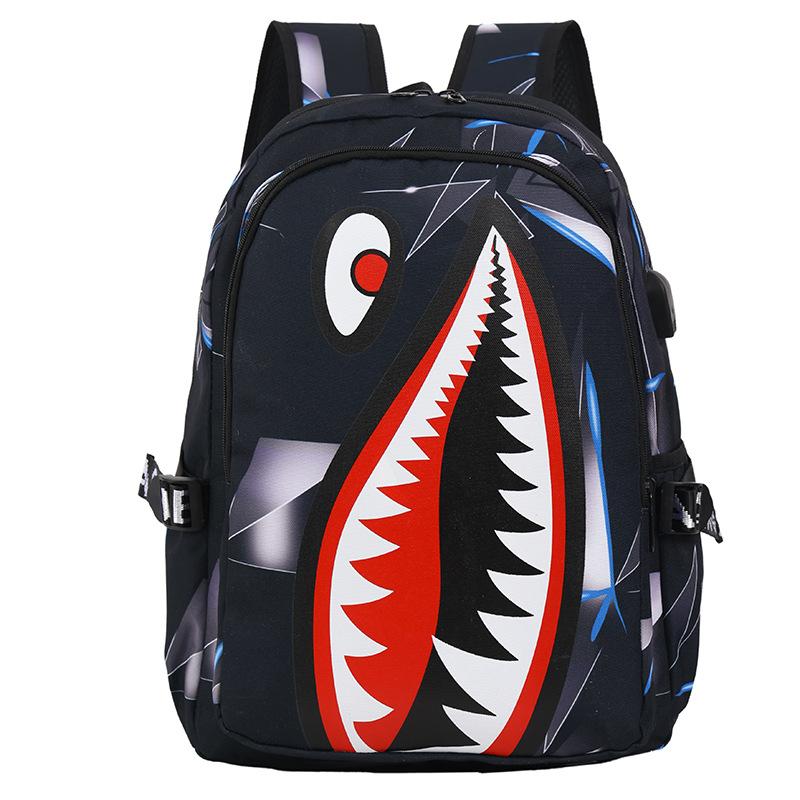 Для учеников начальной школы, школьные ранцы, персонализированная печать с рисунком акулы, большая вместимость, легкий и простой рюкзак, рюкзак для мужчин