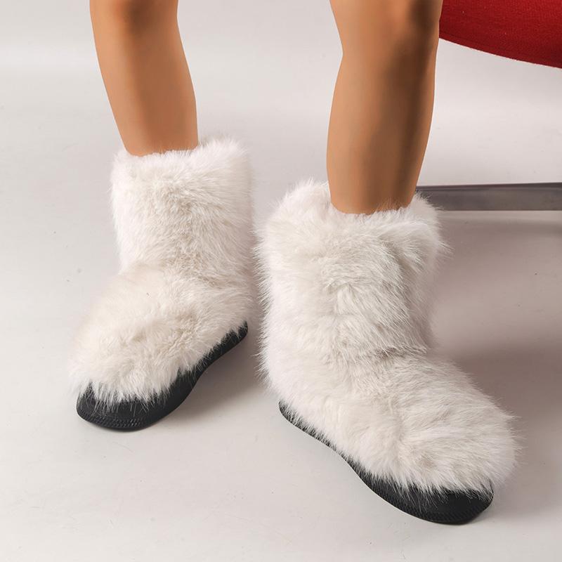Зимние теплые меховые зимние сапоги женские модные ботильоны на платформе из искусственного меха женские слипоны на мягкой подошве теплые хлопковые ботинки женские