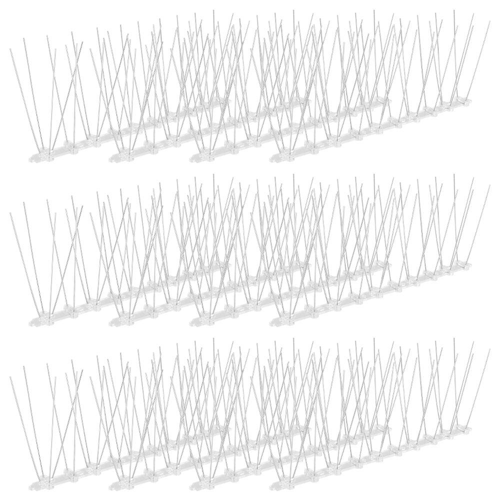 12Pcs Stainless Steel Bird Spikes Anti Bird Fence Pigeon Squirrel Deterrent Repeller Wall Roof Nail Kit Garden Pest Control