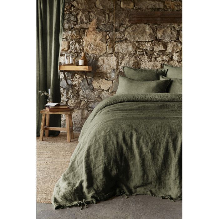 "Soline" Duvet Cover All Sizes Washed Linen - Soline Thyme - Duvet Cover 240 X 220 Cm