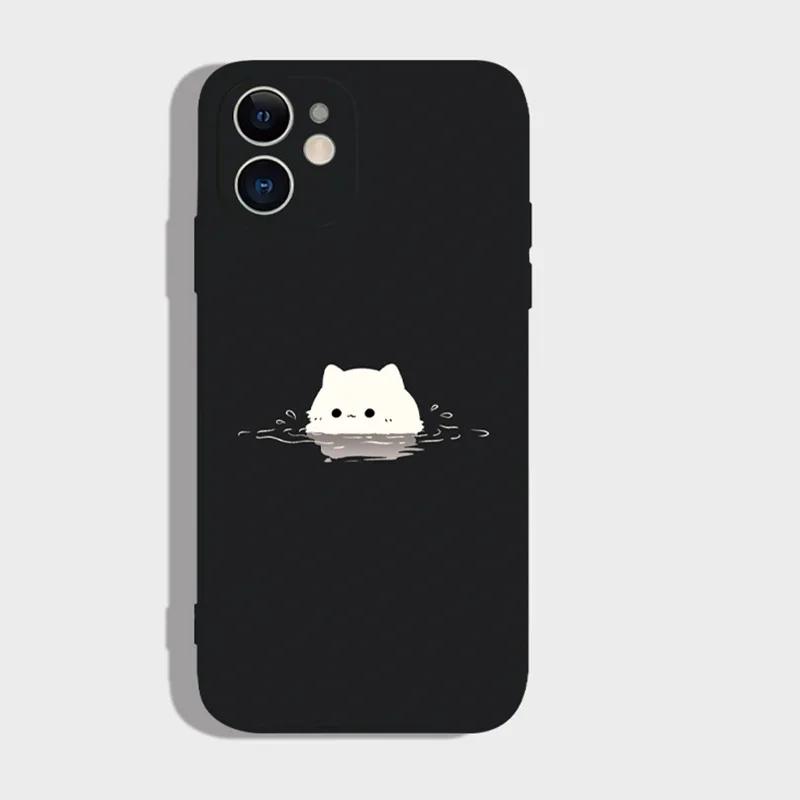 Забавный Черно-Белый Кот Любители Пара Чехол для Телефона Для iPhone 16 15 14 13 12 11 Pro Max XS X XR 7 8 SE Силиконовый Парный Чехол Funda