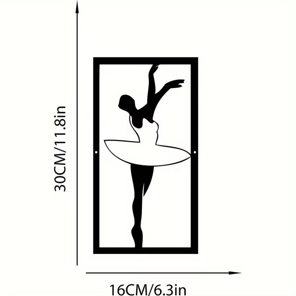 1pc Ballerina Metal Wall Art Rectangle Ballet Dancer Wall Decor Elegant Home & Room Hanging Stylish Dancer Metal Art Decoration