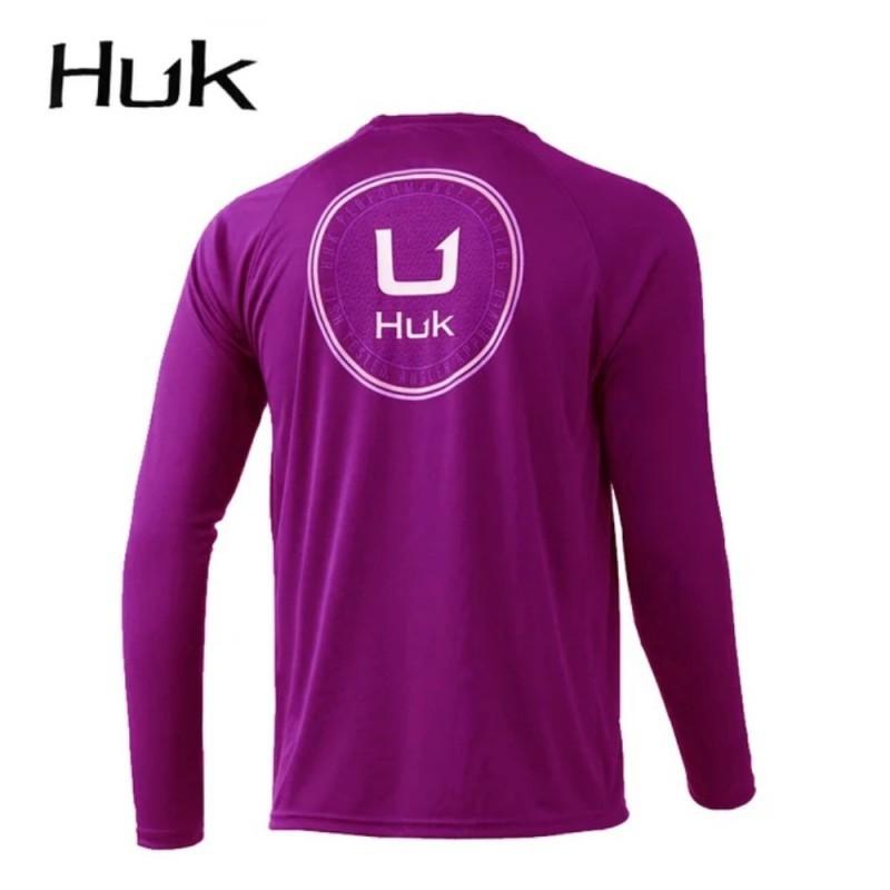 HUK Одежда для рыбалки Luya Футболка с длинным рукавом и круглым вырезом Мужская Защита от солнца Быстросохнущая Дышащая