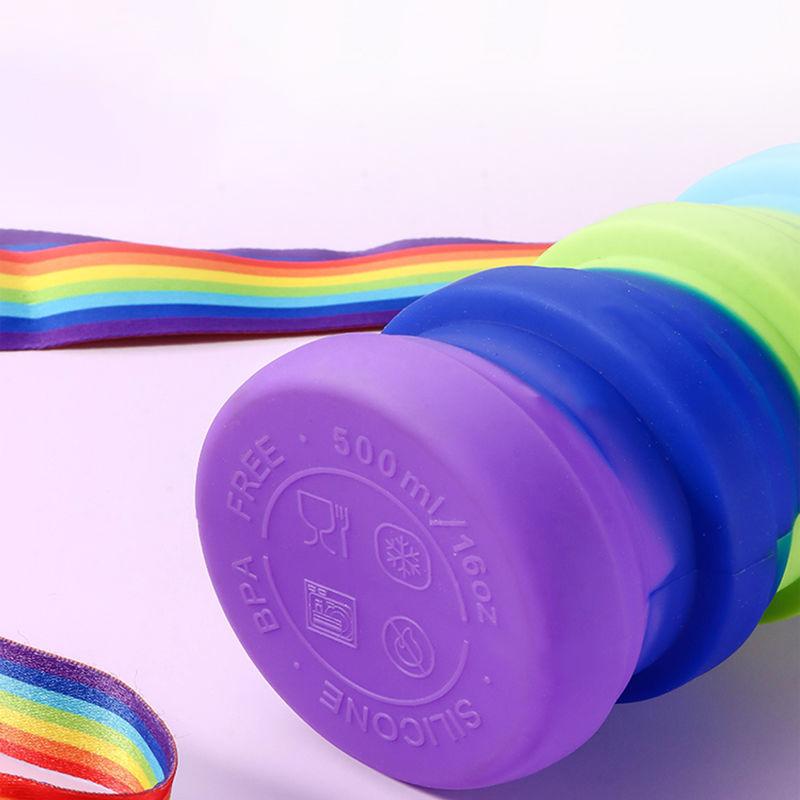 Портативная складная силиконовая бутылка для воды с камуфляжной крышкой, складной чайник для спортивных путешествий, чашка для питья с чашкой-карабином