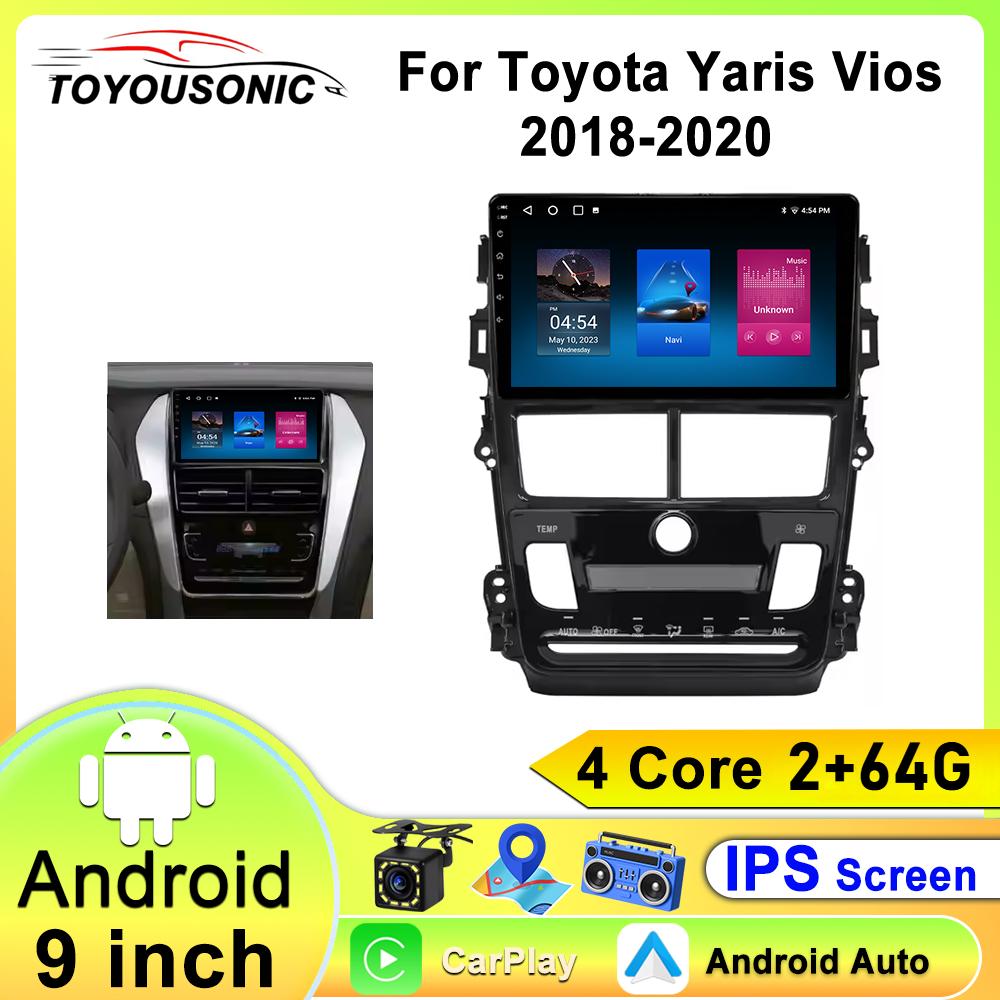 Автомобильное радио TOYOUSONIC для Toyota Yaris Vios 2018-2020, универсальный мультимедийный проигрыватель, 8 ядер, Carplay, Android Auto, 4G, стерео, 2 Din, Android, головное устройство