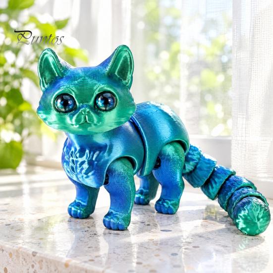 Тихие Фиджеты для Класса 3D Печатная Игрушка-Кошка, Фигурка с Подвижными Суставами, Настольные Экологичные Игрушки-Декор, Милая Сенсорная Фиджет-Игрушка для Детей