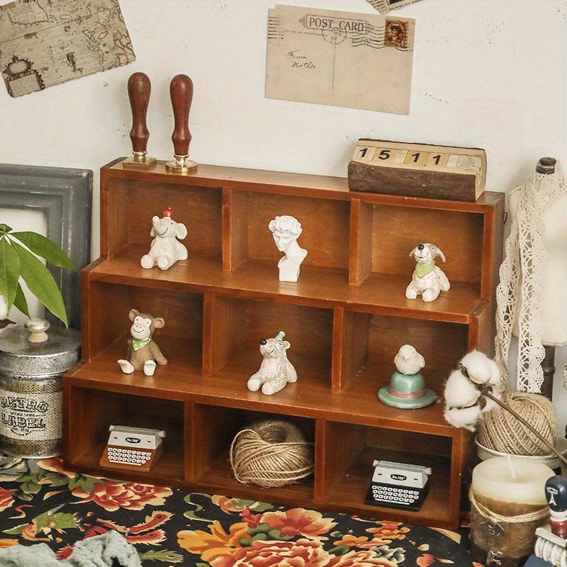 1 шт., красная/синяя, 9-секционная, винтажная деревянная настенная стойка для хранения, настольная, высококачественная стойка для демонстрации ювелирных изделий и предметов коллекционирования.