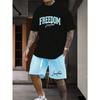 Лето 2025 года, новый мужской комплект из двух предметов с 3D-печатными буквами, уличная футболка, повседневные спортивные шорты с короткими рукавами и завязками