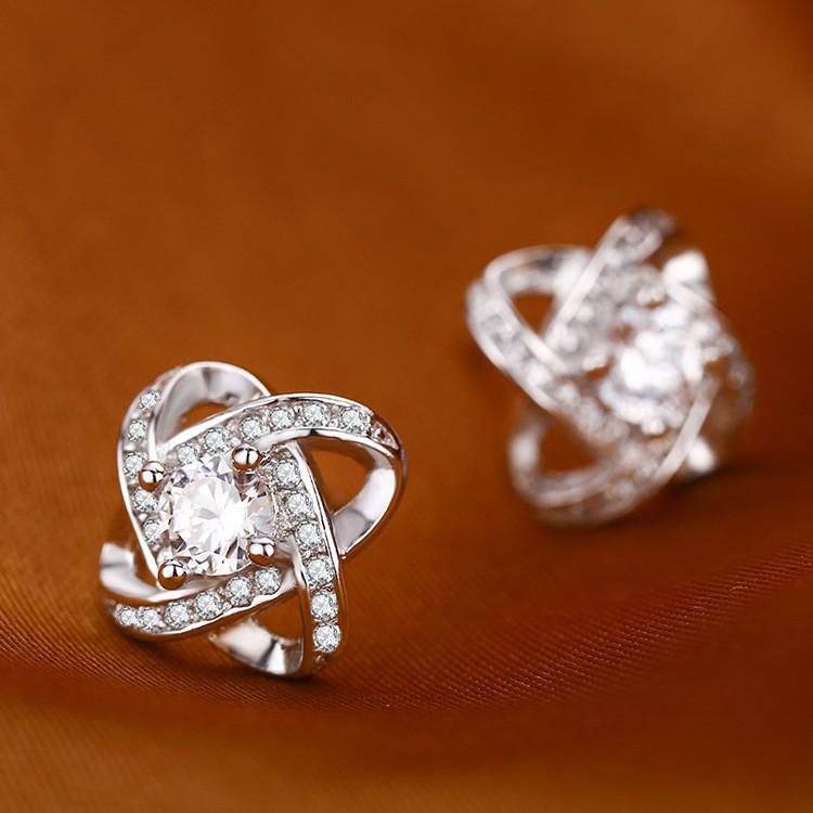 Серьги с четырьмя листочками клевера и цирконием для женщин S Pure Needle Niche Design Новые модные легкие роскошные серьги