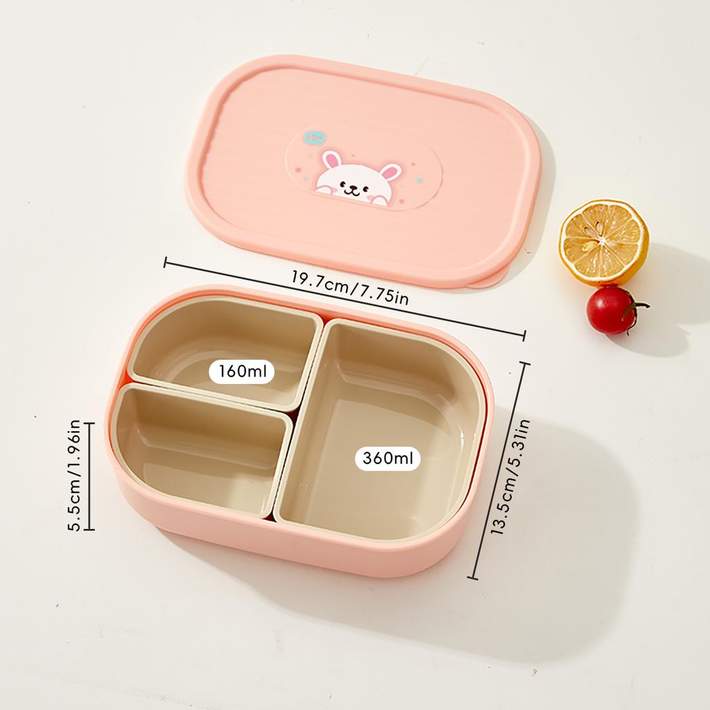 3 Compartment Plastic Bento Lunch Box Kids Students Microwave Safe Removable Portable Sealed Lunch Container For School Picnic