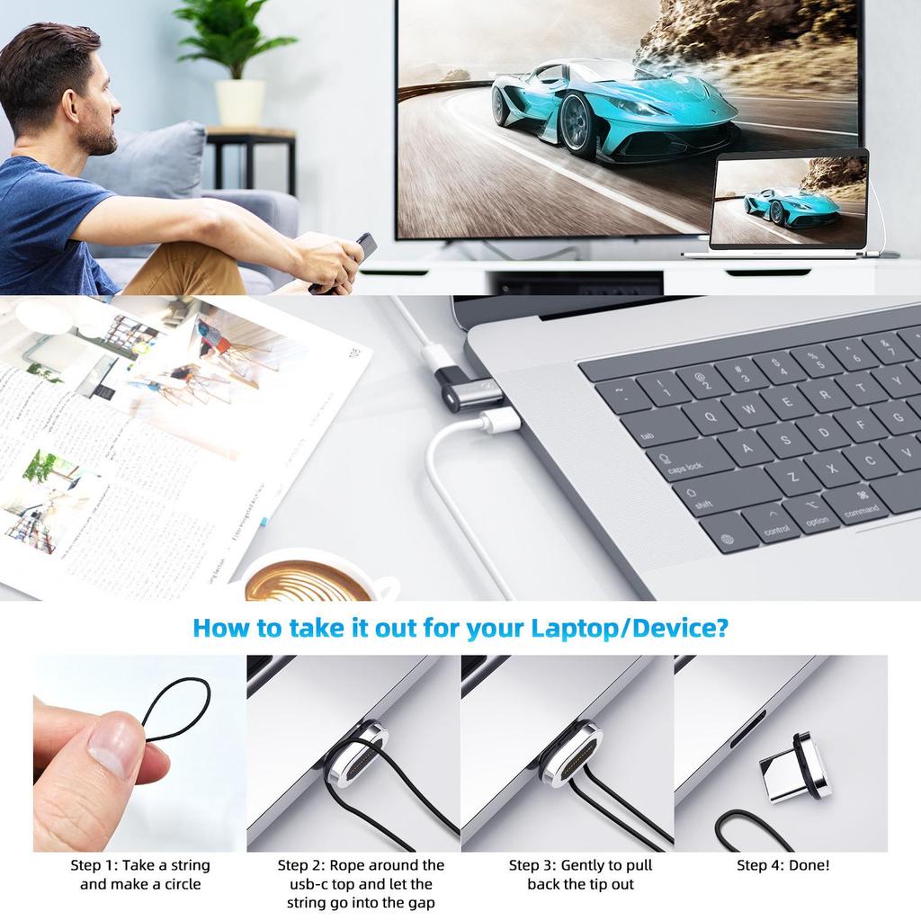 24-контактный магнитный адаптер USB-C для быстрой зарядки PD100W - совместимый с USB 3.1