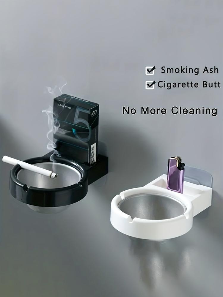 Wall Mounted Windproof Stainless Steel Ashtray Minimalist Design for Home Office Indoor Outdoor Use Smokeless Ashtray