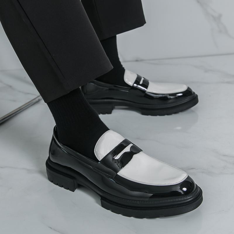 Мужские лоферы Черные Белые Платформа Лифт Кожаная обувь Толстая подошва Формальные Деловые Свадебное платье Выпускной обувь Большой размер