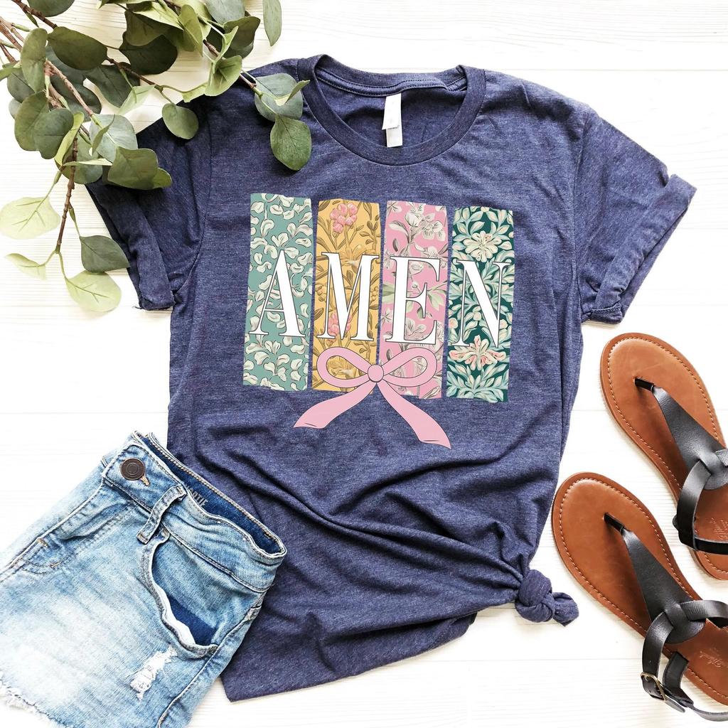 Floral Aunisex T Shirt Christian Cute Faith Vintage Religious Apparel