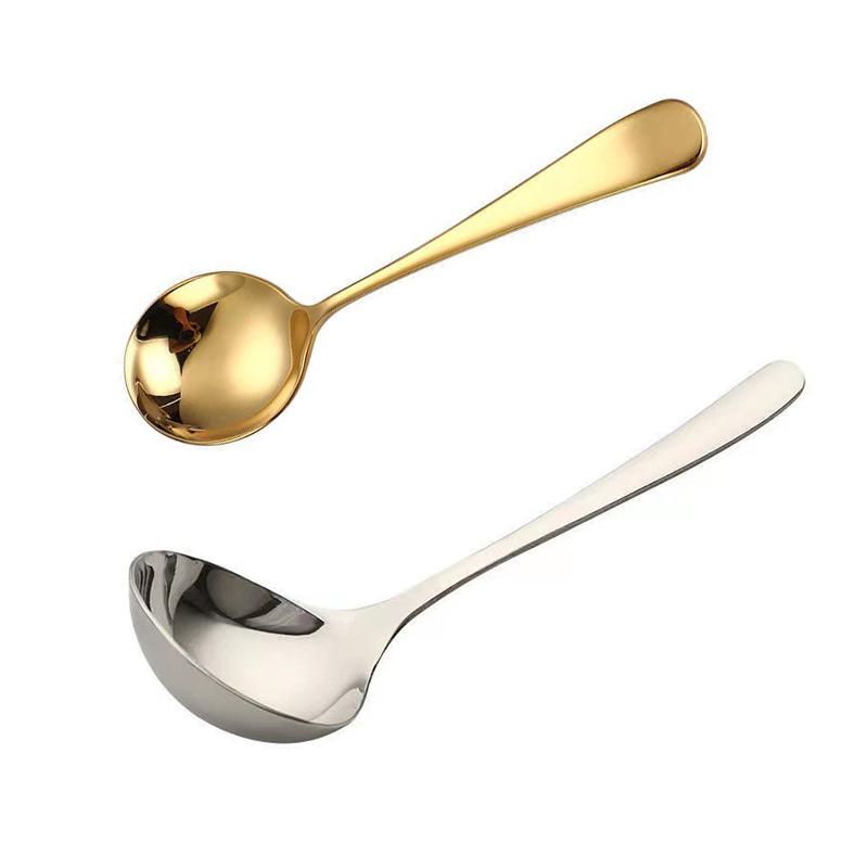 Stainless Steel Spoon Big Head Spoon Thickened Large Capacity  Pot Soup Spoon Drinking Porridge Spoon Kitchen Tools