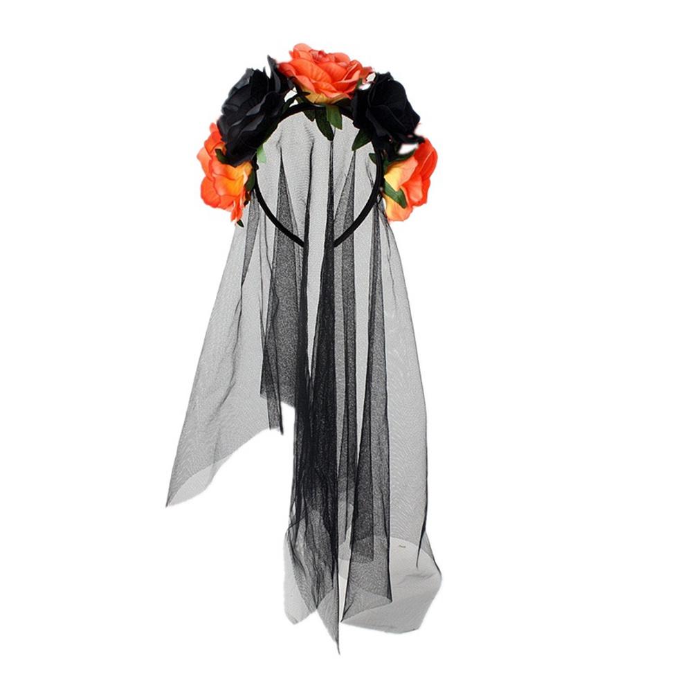 1 упаковка, повязка на голову для Хэллоуина, женская повязка на голову для девочек, День мертвых, тиара с цветком красной розы, повязка на голову с цветком, вечерние аксессуары для волос LXY