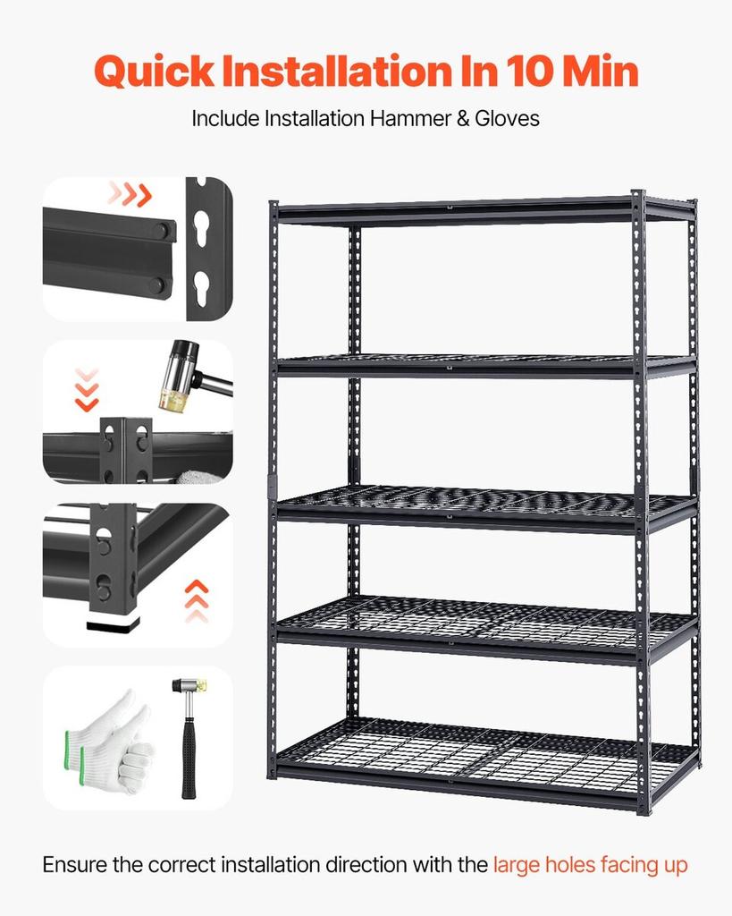 Storage Shelves 5 Tier Adjustable Heavy Duty Garage Shelving Unit 3000 lbs