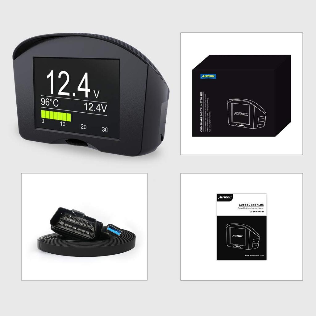 X50 Plus Car OBD HUD Многофункциональный цифровой измерительный прибор Сигнализация OBD Дисплей водительского компьютера Совместимость с 12 В OBDII дизельными автомобилями