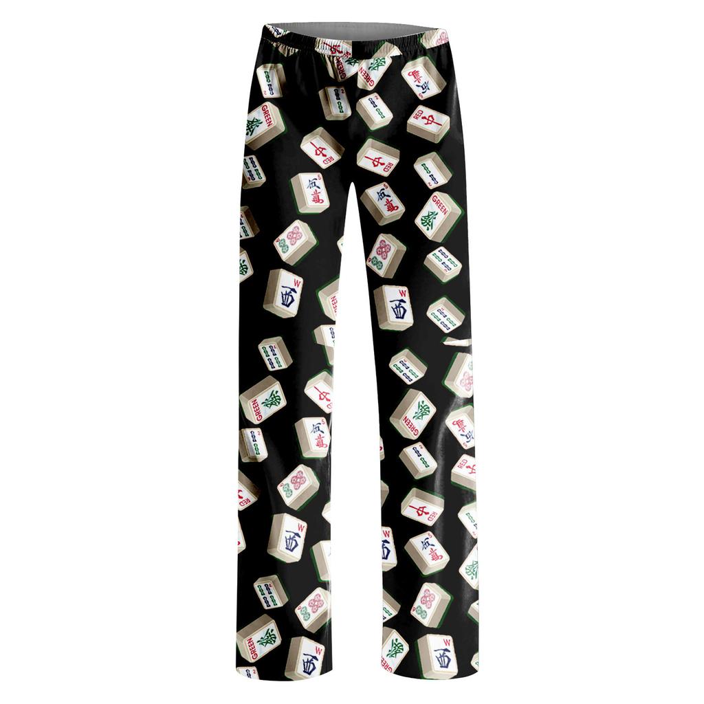 Adult Pajama Pants Sleepwear Casual Drawstring Elastic Waist Pants Comfortable Straight Yoga Loose Trousers