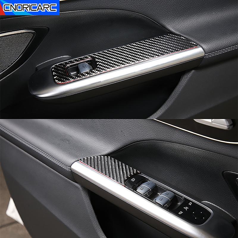 Carbon Fiber Window Control Panel Glass Lift Switch Cover Decoration Trim For Mercedes Benz C Class W206   Car Accessory