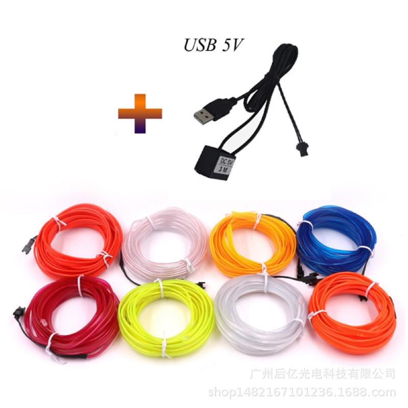 5M Car Interior Accessories Atmosphere Lamp EL Cold Light Line With USB DIY Decorative Dashboard Console Auto LED Ambient Lights