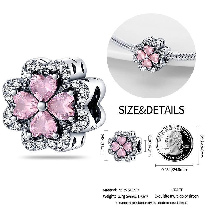 New Copper Bow Star Love Pink Series Charm Beads Suitable For 3Mm Original Bracelet Diy Fashion Jewelry Gift