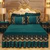 Solid Color Luxury Thick Velvet Quilted Bedspread Queen King Size Lace Embroidery Short Plush Bed Skirt Not Included Pillowcase