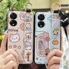 Protective Wrist Strap Phone Case For TCL 505/T509K/T5094 Durable Lanyard Wristband Cute Back Cover Cartoon Silicone