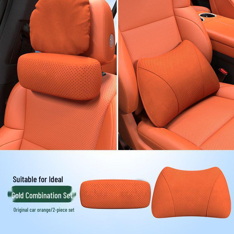 Li Auto L6-L9 MEGA Headrest Neck & Lumbar Support Pillow in Suede – Soft Car Interior Accessory