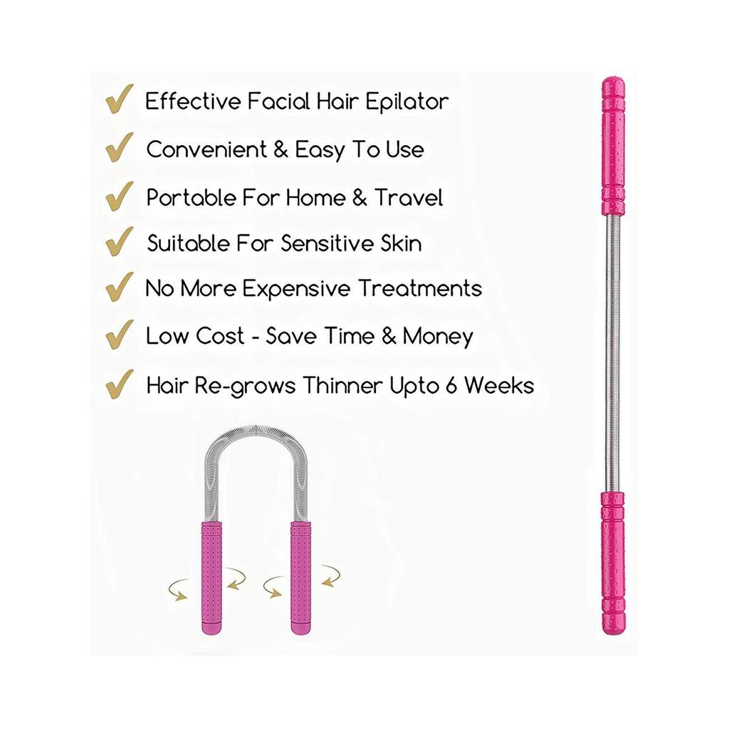 Facial Hair Remover Spring,Threading Hair Removal Removes Hair ,Epilator Stick and Eyebrow Shaping Razor,Cleaning Epilator Stick Beauty Tool