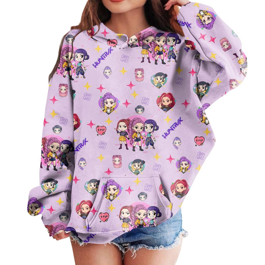 Sweatshirts For Teen Girls Hoodies Long Sleeve Drawstring Pullover Cute Printed Hoodie Top