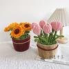 Крючковатый цветок Готовый продукт Тканый тюльпан Маргаритка Цветок в горшке Букет Пряжа Вязание крючком Материал Сумка Украшение Цветок
