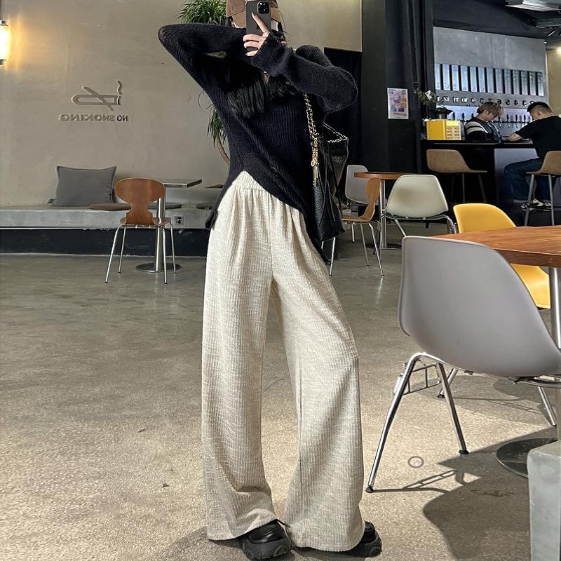 Весна и осень Новый дизайн Sense Small Fragrant Wind Tweed Широкие брюки женские драпированные ленивые прямые брюки для мытья полов