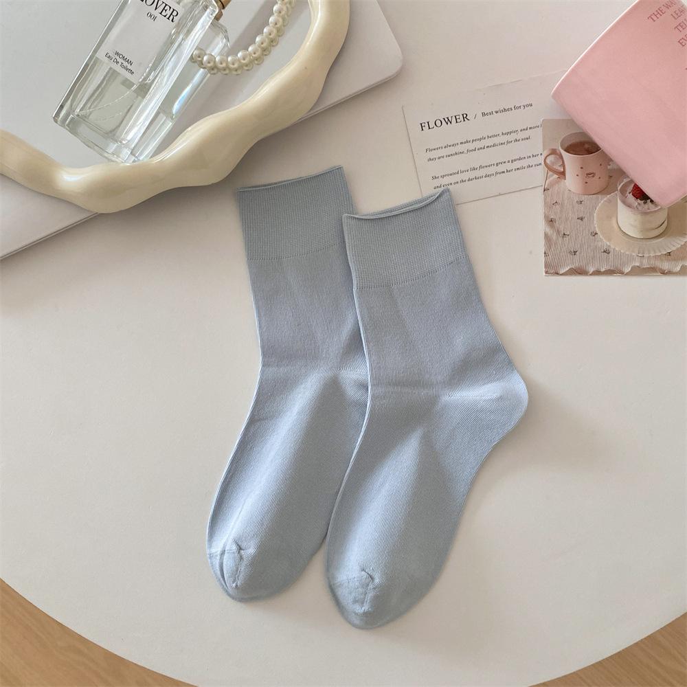 Thin Boneless Confinement Socks Solid Color Anti-Pilling Stacking Socks Summer Sweat-Absorbing And Breathable Medium Tube Socks Versatile Cotton Socks