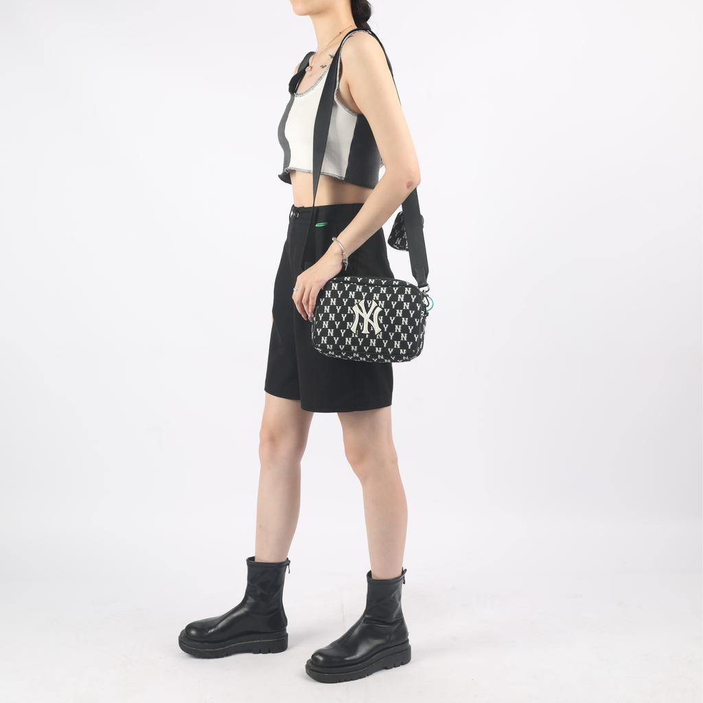 New MLB Monogram Collection Polyester Combo Bag, Camera Bag, Crossbody Bag, Shoulder Bag Unisex Black 3ACRM012N-50BKS