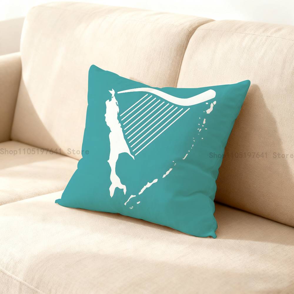 Ireland Flag Irish Harp Erin Go Pillow Case Cartoon Anime Peripheral Bedroom Sofa Decorative Cushion Cover Soft Cushion Cover